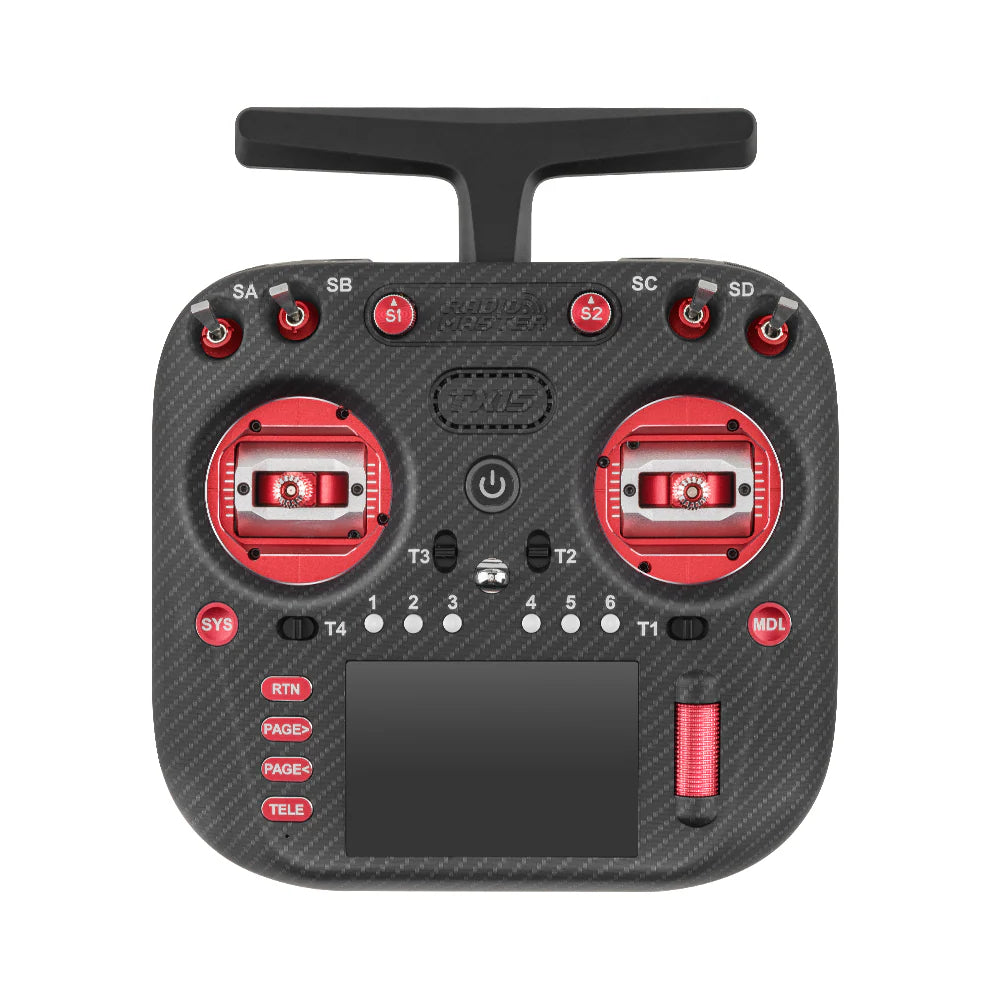 RadioMaster TX15 MAX radio controller in red, front view