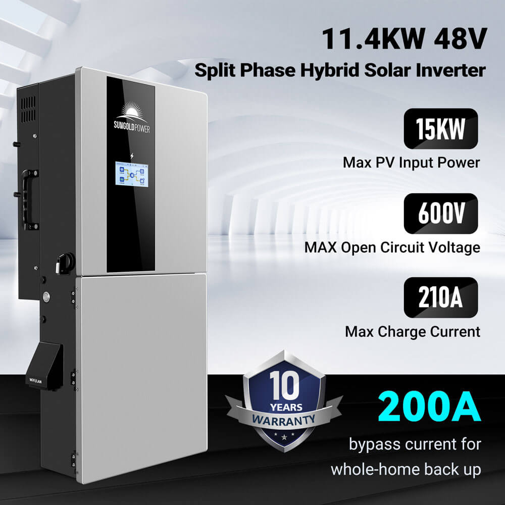 11.4KW 48V Split Phase Hybrid Solar Inverter | Whole Home Backup (200A) | SGN-11K15PRO