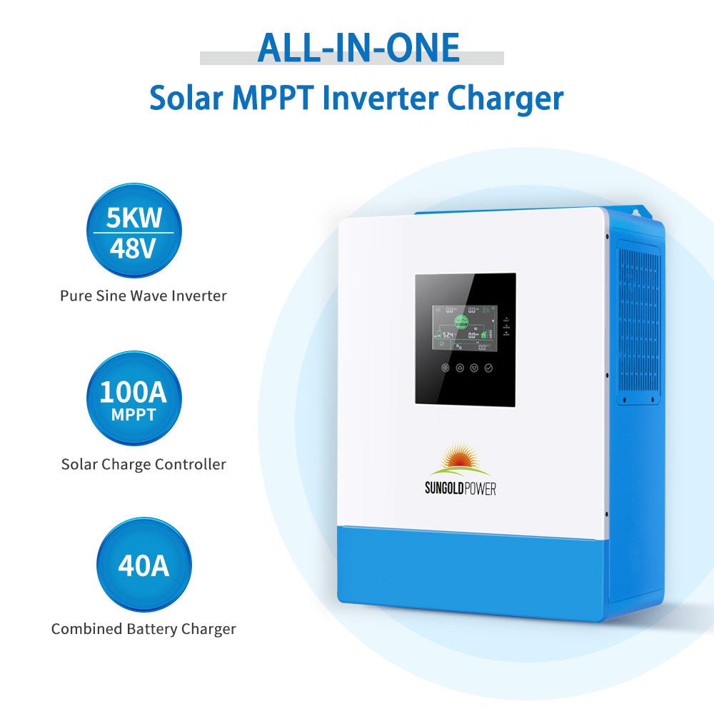 Off Grid Solar Kit 10000W 48VDC 120VAC/240V 20.48KWH Lithium Battery 12 X 415 Watts Solar Panels SGM-10M2T