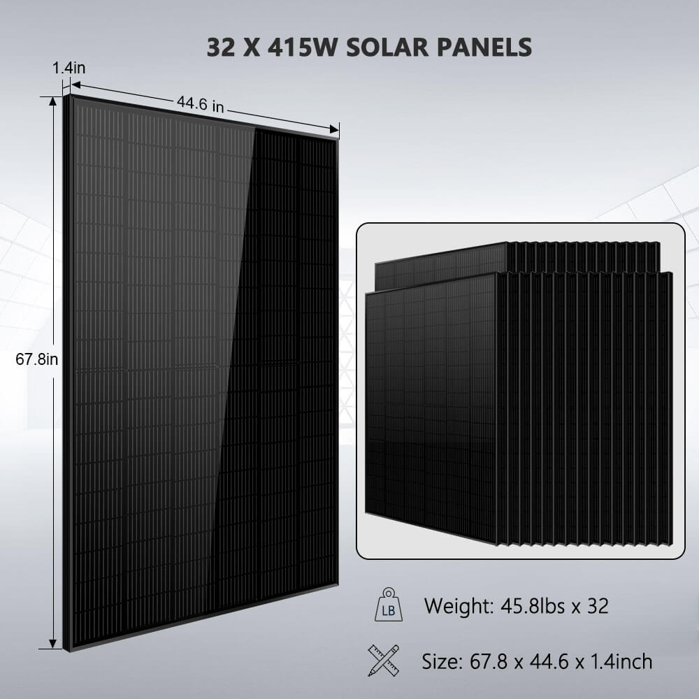 Hybrid Solar Kit 15.2KW 48V Split Phase 30.72 KWH Lithium Battery 32 X 415 Watt Solar Panel (Optional) SGH-7.6DN6E