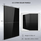 Off-Grid Solar Kit 6500W 48VDC 120/240VAC 10.24KWH Lithium Battery 6 X 370 Watts Solar Panels SGM-6510M