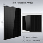 Off-Grid Solar Kit 13000W 48VDC 120V/240V LifePo4 20.48KWH Lithium Battery 14 X 415 Watts Solar Panels SGR-13KM
