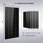 Off-Grid Solar Kit 5000W 48VDC 120V 5.12KWH Battery 6 X 200 Watts Solar Panels SGM-5K5E