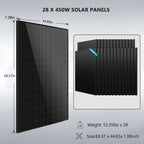 Hybrid Solar Kit 11.4KW 48V Split Phase 30.72KWH Lithium Battery 28 X 450 Watt Solar Panel (Optional) SGH-11N3E