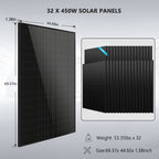 OFF GRID SOLAR KIT 20KW 48VDC 120V/240V LIFEPO4 30.72KWH-32.14KWH LITHIUM BATTERY 32 X 450 WATTS SOLAR PANELS SGR-20K30E
