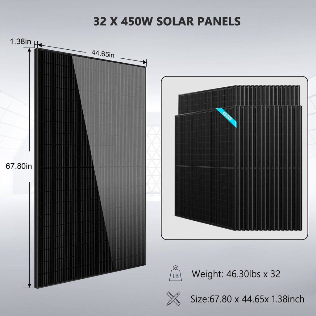 OFF GRID SOLAR KIT 20KW 48VDC 120V/240V LIFEPO4 30.72KWH-32.14KWH LITHIUM BATTERY 32 X 450 WATTS SOLAR PANELS SGR-20K30E