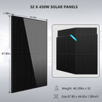 OFF GRID SOLAR KIT 20KW 48VDC 120V/240V LIFEPO4 30.72KWH-32.14KWH LITHIUM BATTERY 32 X 450 WATTS SOLAR PANELS SGR-20K30E