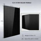 Off Grid Solar Kit 10000W 48VDC 120VAC/240V 20.48KWH Lithium Battery 12 X 415 Watts Solar Panels SGM-10M2T