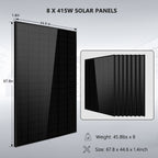 Off-Grid Solar Kit 6500W 48VDC 120/240VAC LifePo4 10.24KWH Lithium Battery 8 X 415W Solar Panels SGR-6510E