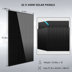 OFF GRID SOLAR KIT 20KW 48VDC 120V/240V LIFEPO4 30.72KWH-32.14KWH LITHIUM BATTERY 32 X 450 WATTS SOLAR PANELS SGR-20K30E