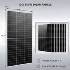 OFF GRID SOLAR KIT 10 X 550 WATTS SOLAR PANELS 4 X 5.12KWH LITHIUM BATTERY 10KW SOLAR INVERTER 48VDC 120V/240V SGM-10K20