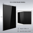 OFF GRID SOLAR KIT 12 X 415 WATTS SOLAR PANELS 20.48KWH LITHIUM BATTERY 8000W SOLAR INVERTER 48VDC 120V/240V SGM-8K20