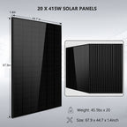 Off-Grid Solar Kits 12kW/15kW/18kW Options 120V/240V with 48v LiFePO4 Lithium Batteries & 415w Solar Panels SGR-18K20E