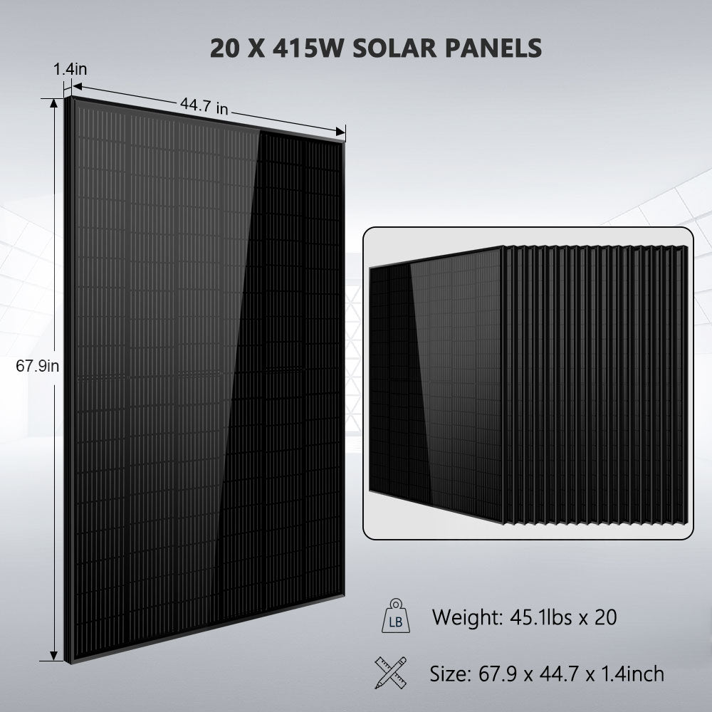 Off-Grid Solar Kits 12kW/15kW/18kW Options 120V/240V with 48v LiFePO4 Lithium Batteries & 415w Solar Panels SGR-18K20E