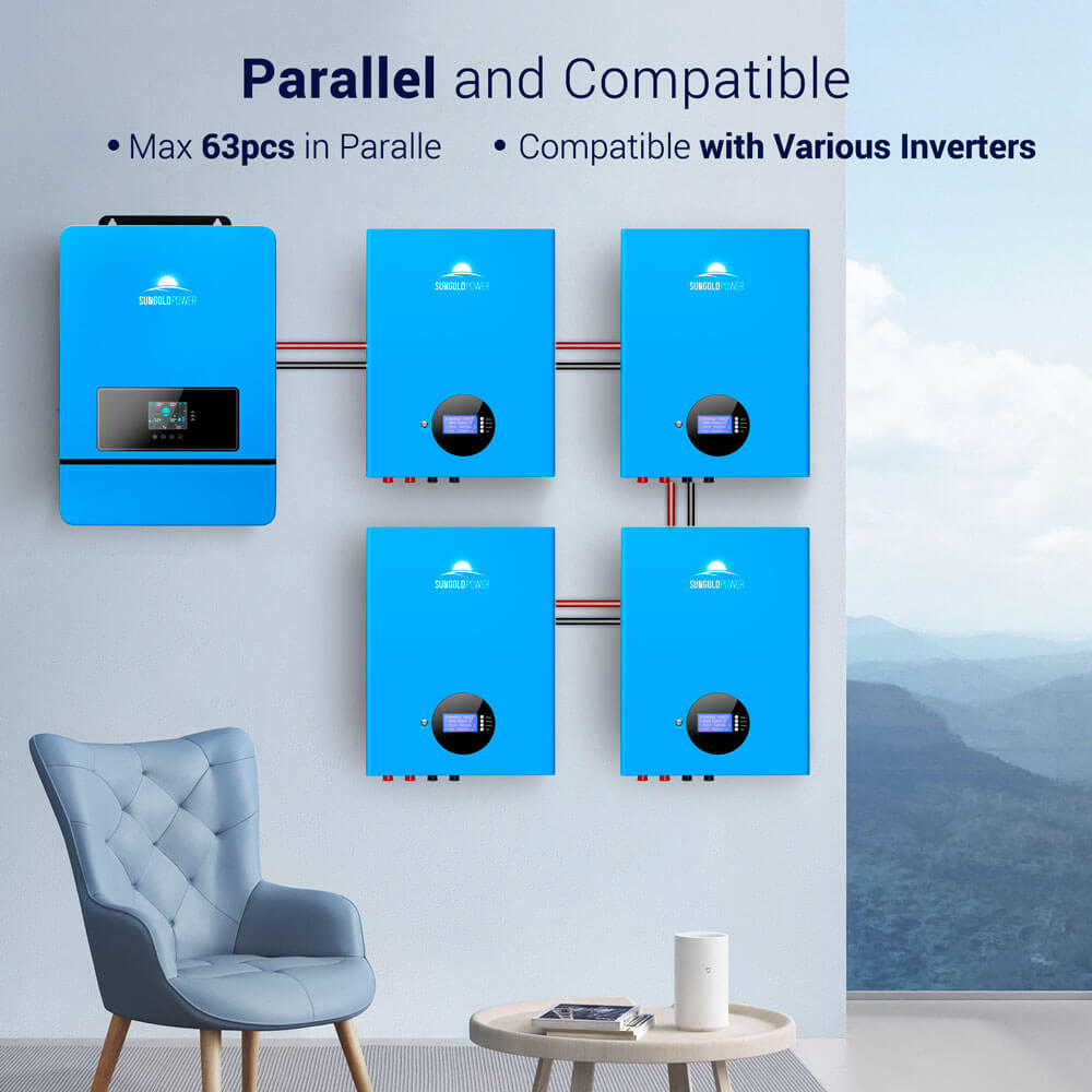2 X 5.12KWH Wall-mounted LiFePO4 Lithium Battery SG48100M UL1973
