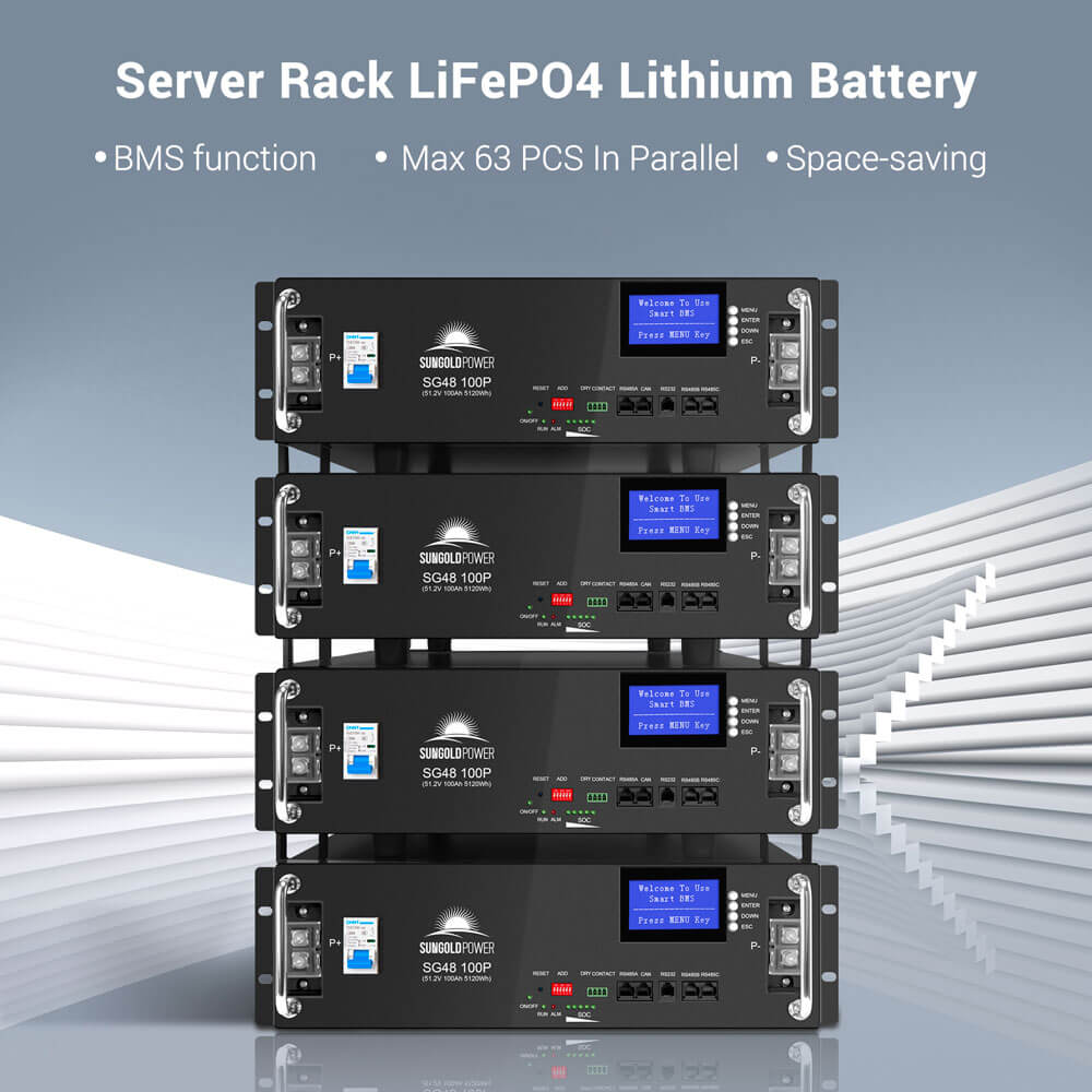 48V 100AH Server Rack LiFePO4 Lithium  Battery SG48100P UL1973  UL9540A