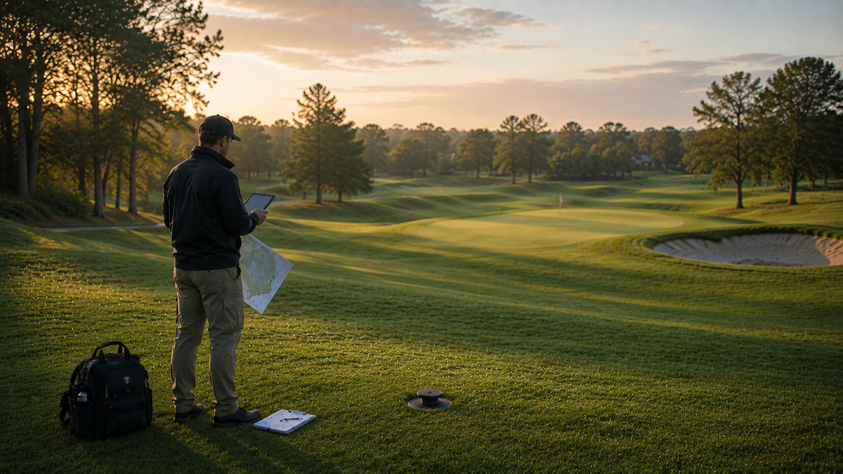 Golf course superintendent reviewing a course plan