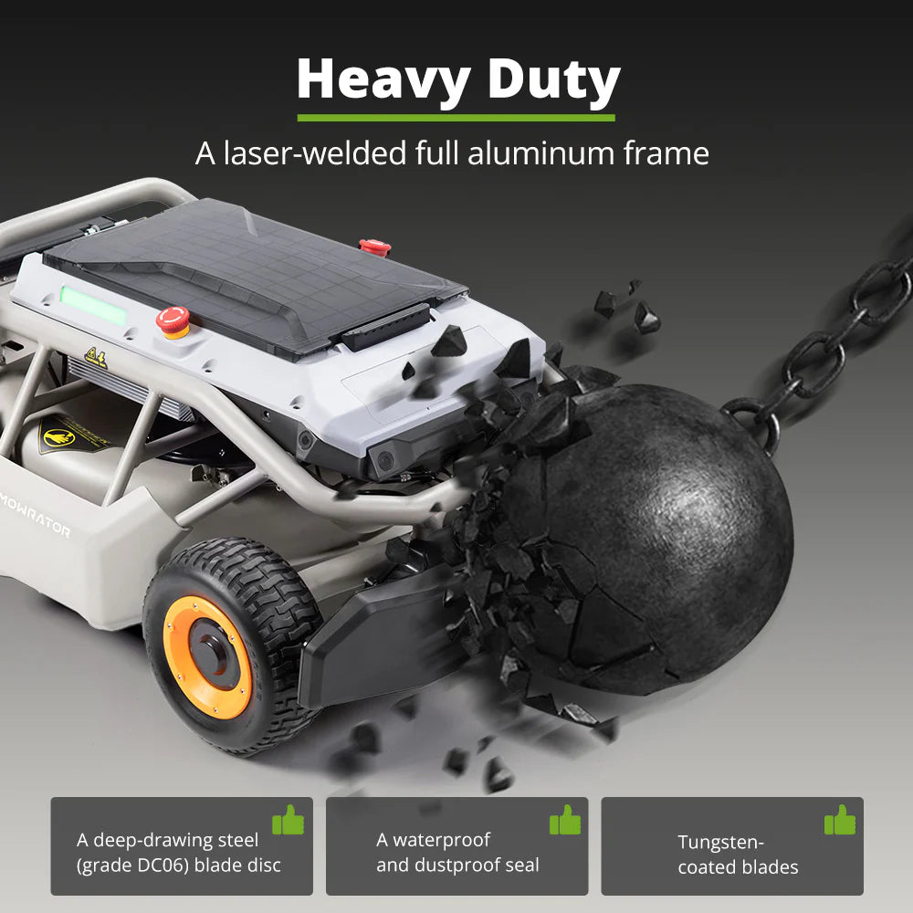 Mowrator S1 4WD 75% Slope Remote Control Lawn Mower with Leaf Shredding Vacuum