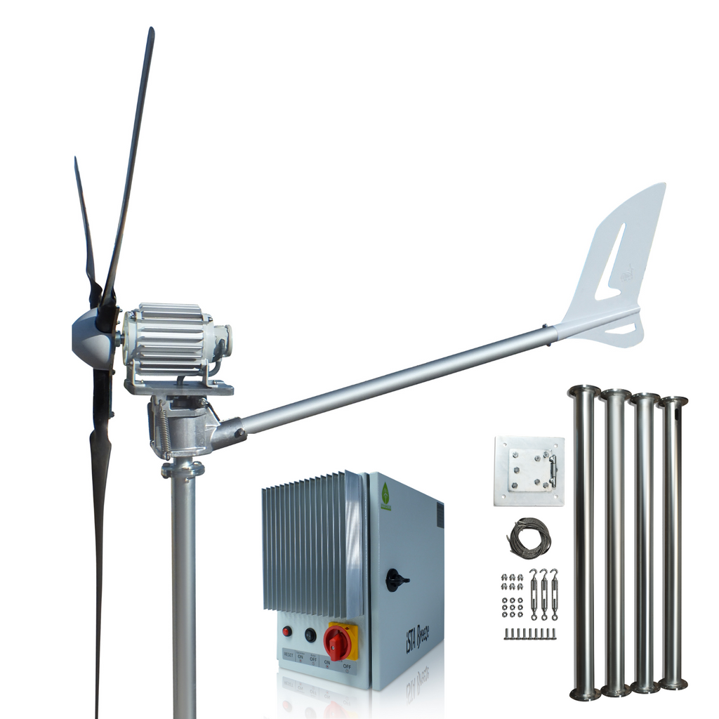 Kit i-1500W 24V/48V Windsafe Wind Turbine Wind Generator & Charge Controller (for Lithium Battery) & Tower