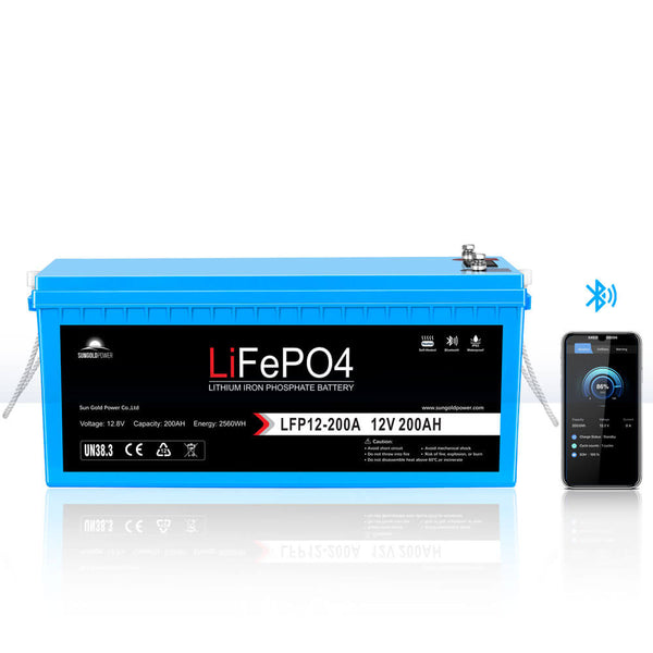 SunGoldPower 12V 100Ah/200Ah LiFePO4 Battery - Self-Heating