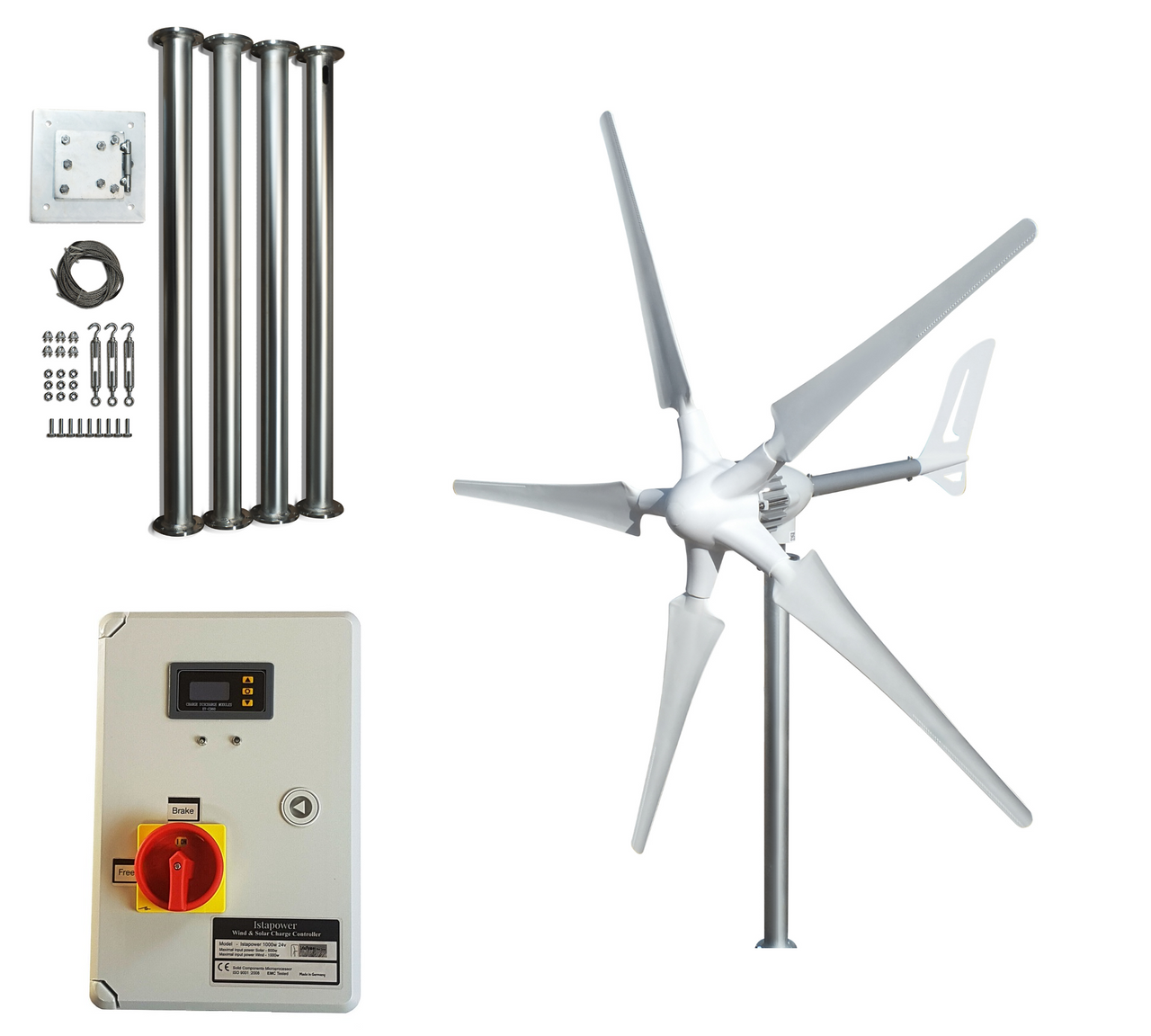 Kit i-1000W 48V Wind Turbine Wind Generator & Hybrid Charge Controller & Tower