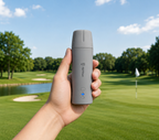 FJD Trion V4e Pro receiver held on a golf course for GolfMind asset marking