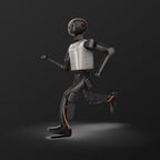 Booster K1 humanoid robot running in profile