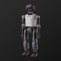 Booster K1 humanoid robot standing, full-body front view on a dark background