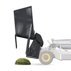 Mowrator S1 remote control mower with the auto-dumping bag attached, collecting grass clippings