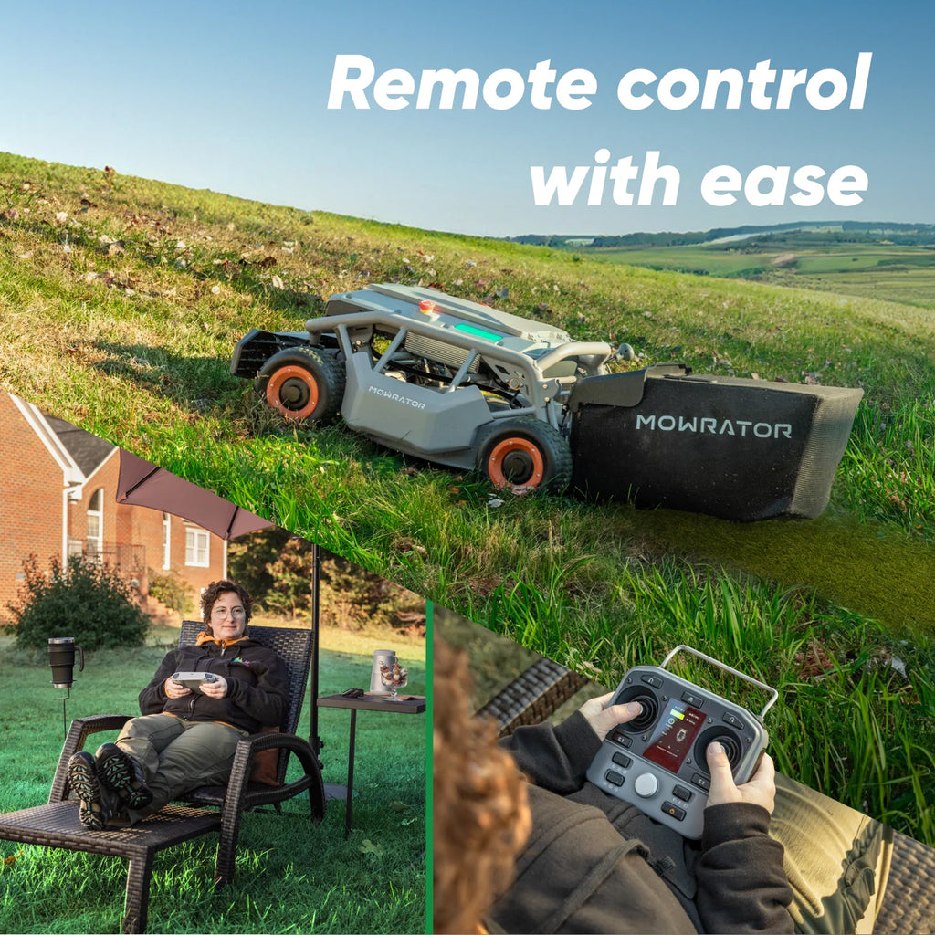 Mowrator S1 4WD 75% Slope Remote Control Lawn Mower with Leaf Shredding Vacuum