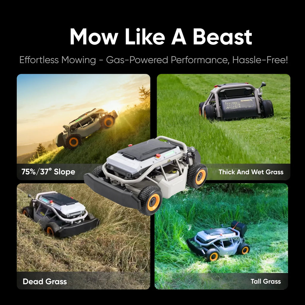 Mowrator S1 4WD 75% Slope Remote Control Lawn Mower with Leaf Shredding Vacuum