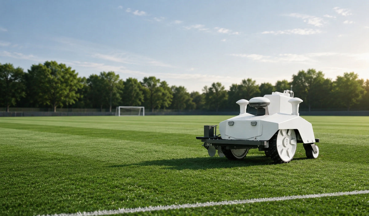 FJD PaintMaster Pro painting a sideline on a sports field