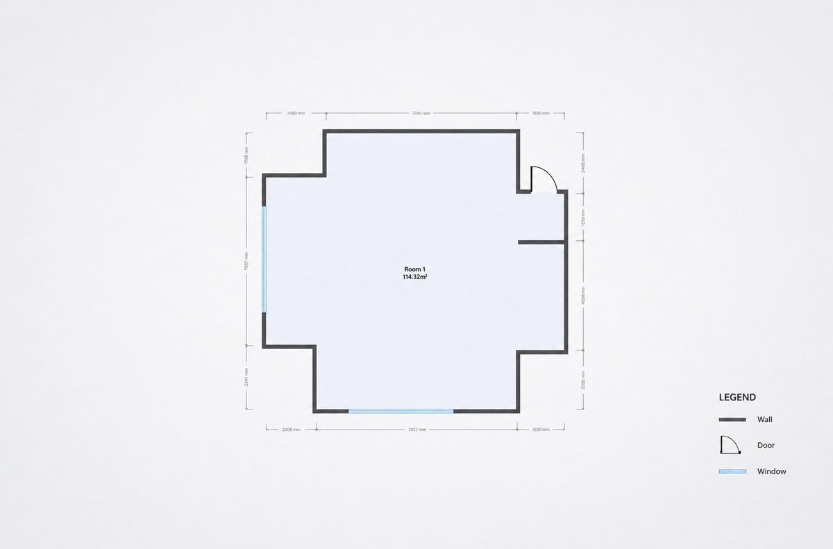 Editable floor plan created from an FJD Trion C1 scan