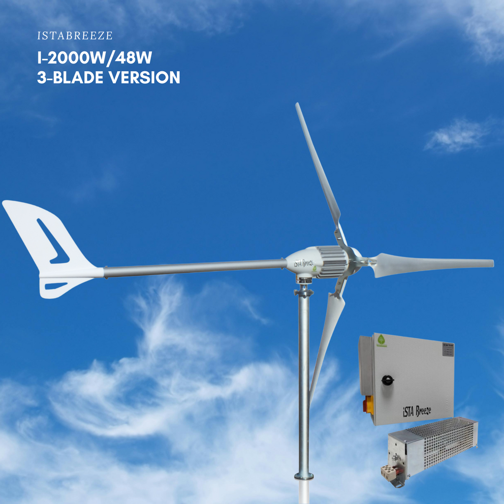 Kit i-2000W 24V/48V Wind Turbine Wind Generator & Charge Controller (for Acid & Gel Battery) & Tower