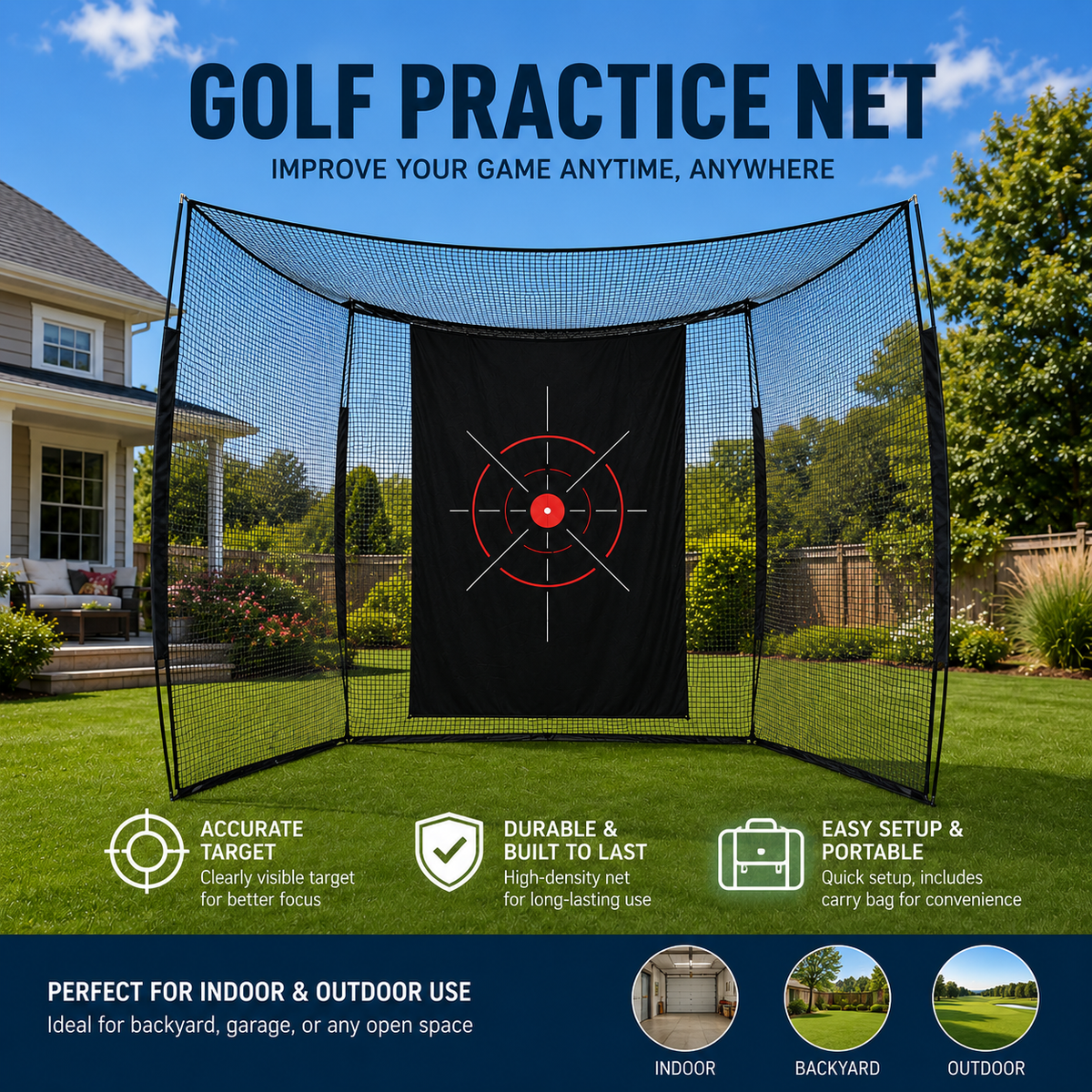 Yunic Golf Range Cage 10 × 8 × 5 ft, image 3
