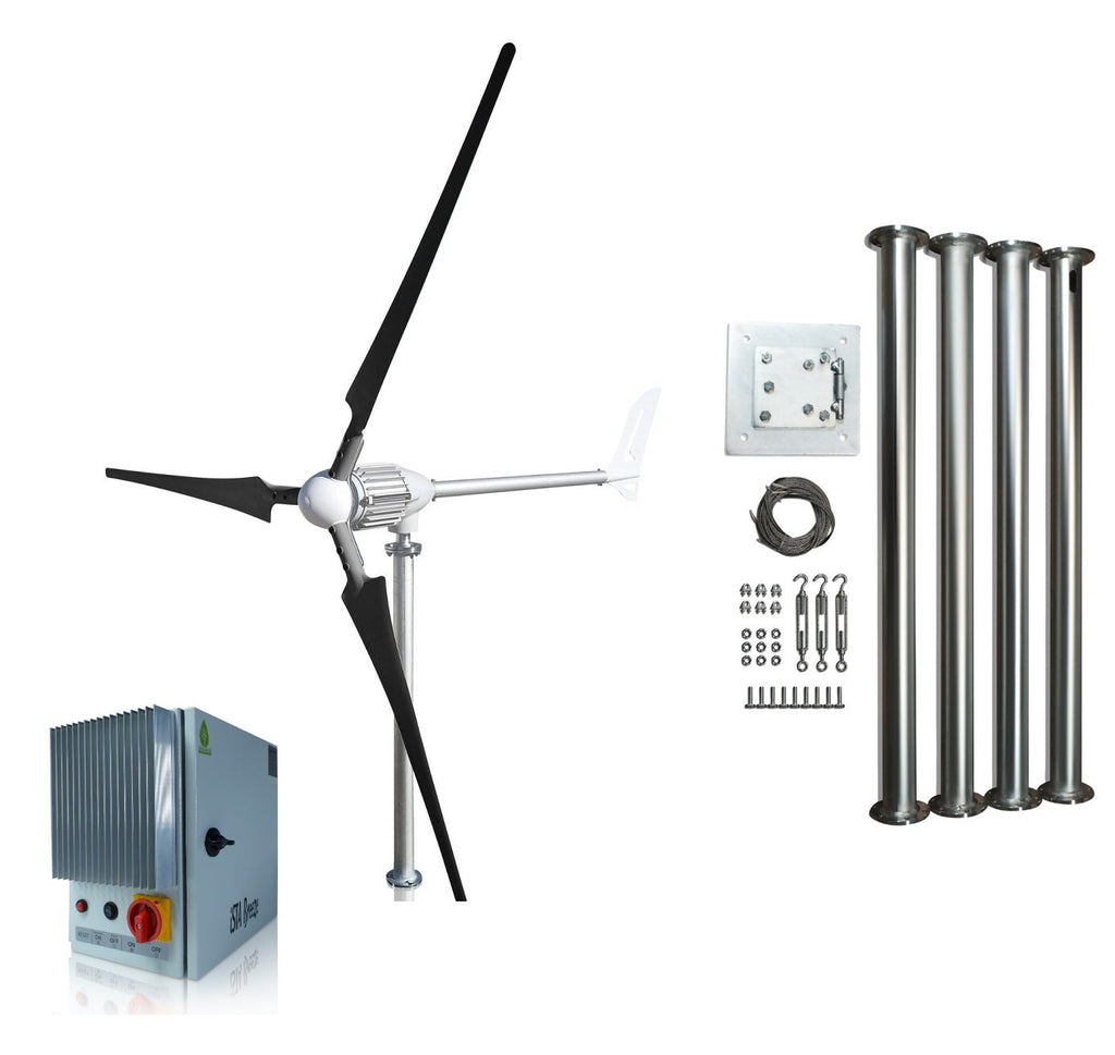 Kit i-1500W 24V Wind Turbine Wind Generator & Charge Controller (for Lithium Battery) & Tower