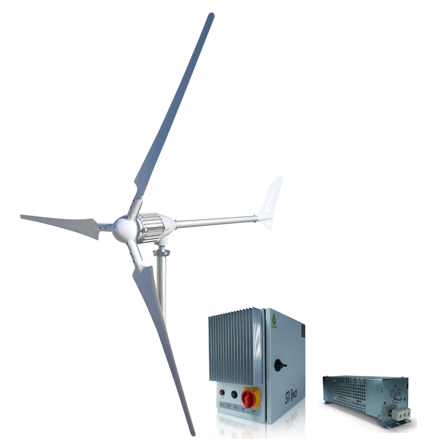Kit i-2000W 24V/48V Wind Turbine Wind Generator & Charge Controller (for Acid & Gel Battery) & Tower