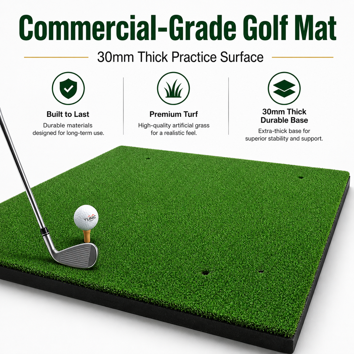 Yunic Golf Hitting Mat 5 × 5 ft, image 2