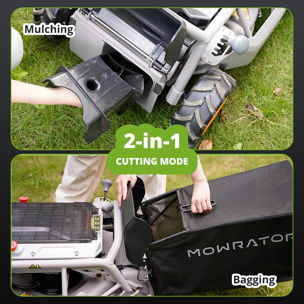 Mowrator S1 4WD 75% Slope Remote Control Lawn Mower with Leaf Shredding Vacuum