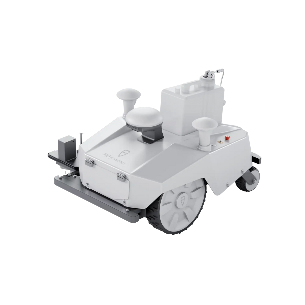 FJD PaintMaster Pro robotic line marker with paint tank and RTK antennas, three-quarter view