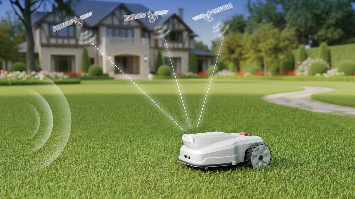 FJD FV2000 receiving RTK satellite signals in a front yard