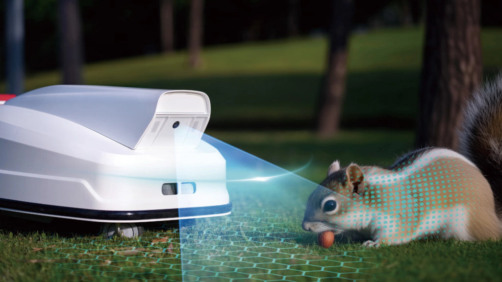 FJD FV2000 vision system detecting a squirrel on the lawn