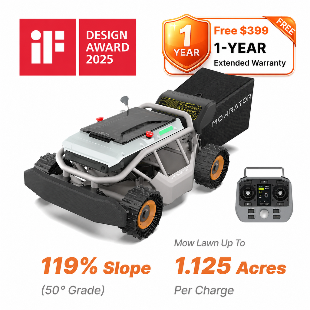 Mowrator S1 21" Leaf & Lawn 4WD 119% Slope (50°) Remote Control Mower – Grip Tread Tire Edition