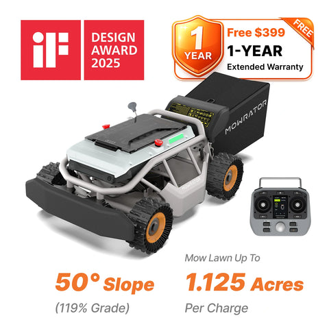 Mowrator S1 4WD Remote Control Mower - 119% Slope, Grip Tread Tires