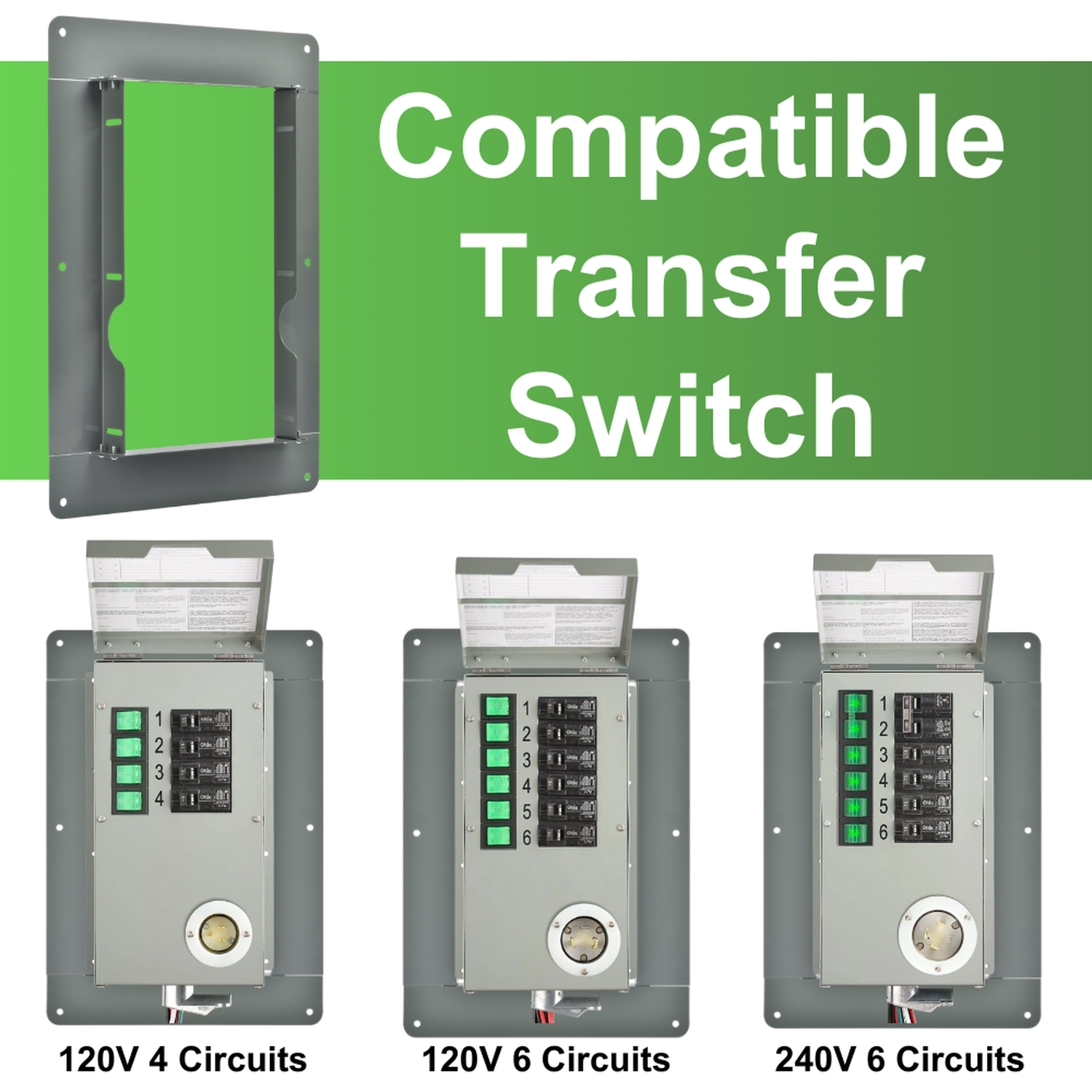 4 or 6 Circuit Manual Transfer Switch Flush Mount