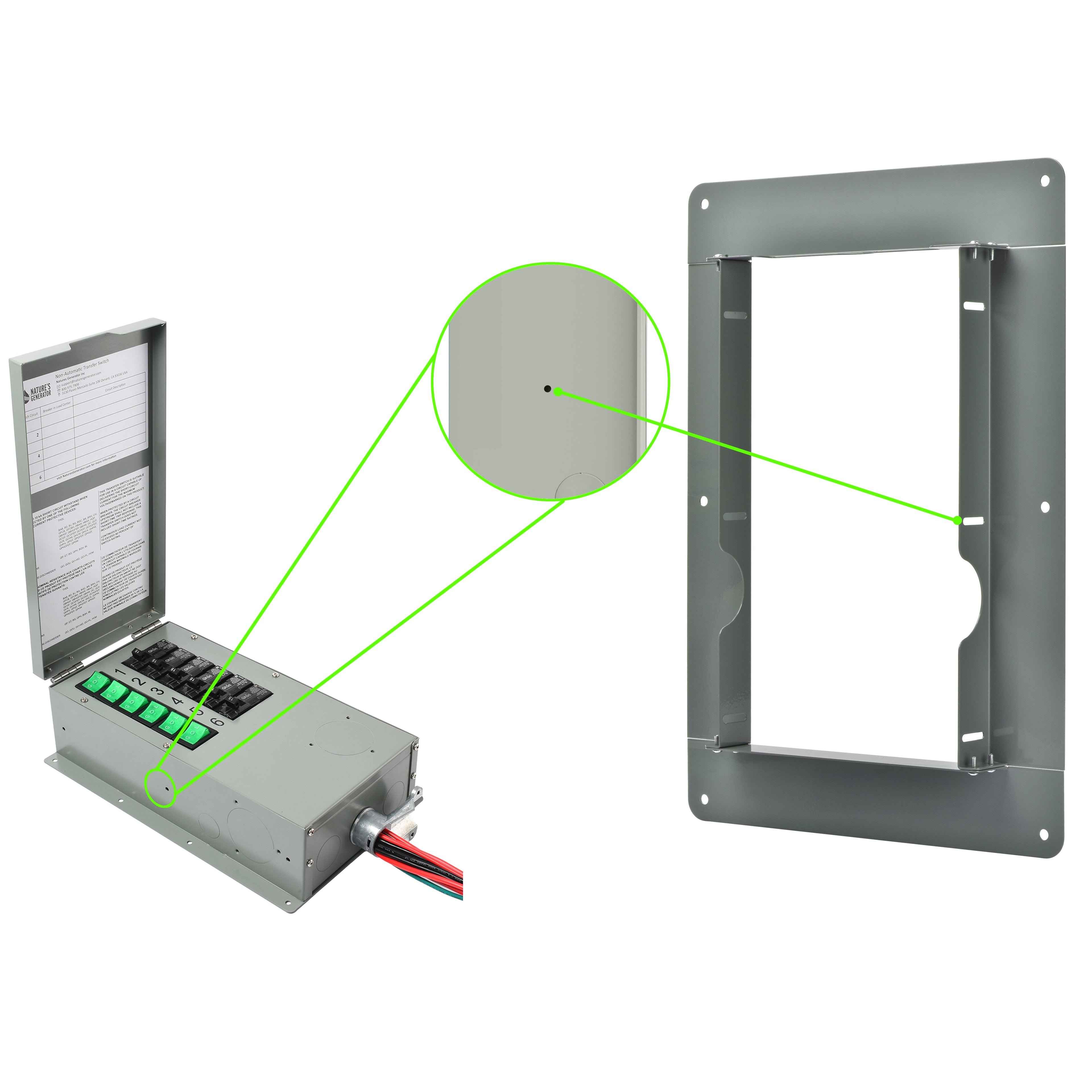 4 or 6 Circuit Manual Transfer Switch Flush Mount