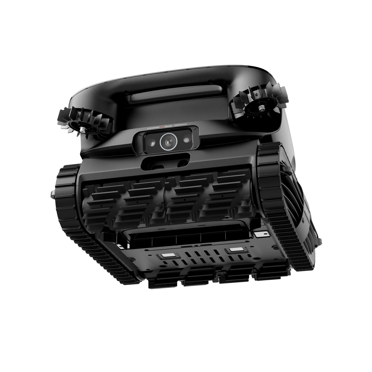 Underside of the Beatbot AquaSense X showing its camera and tracks