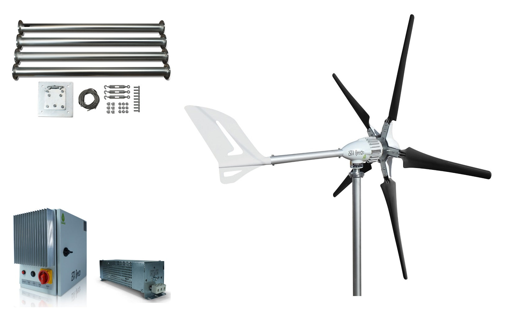Kit i-2000W 24V/48V Wind Turbine Wind Generator & Charge Controller (for Acid & Gel Battery) & Tower