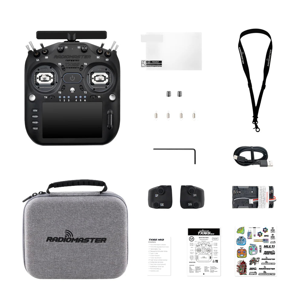 RadioMaster TX16S MK3 package contents laid out