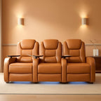 Top Grain Leather Home Theater Seating Row Of Three